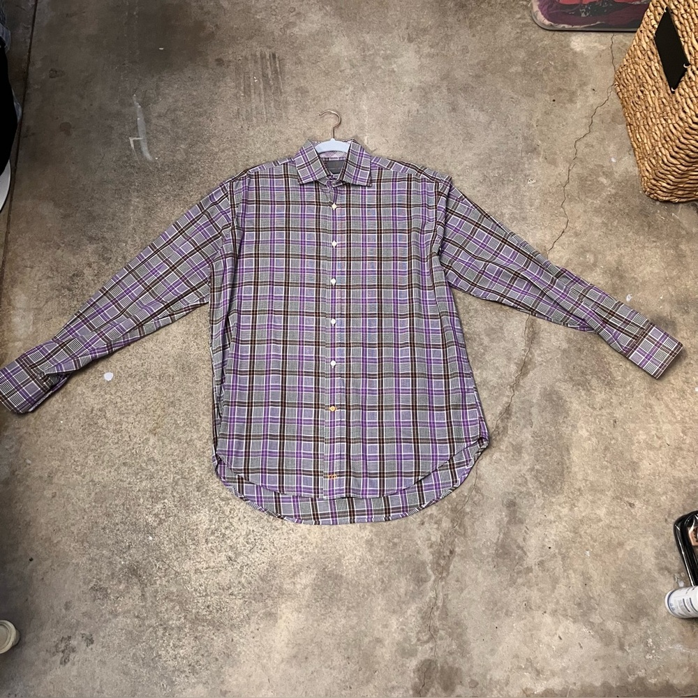 Men’s Thomas Dean Button Down Long Sleeve Sport Shirt size M